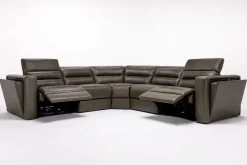 Mor Furniture Cove 5 Piece 2 Power Sectional In Gray Leather