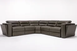 Mor Furniture Cove 5 Piece 2 Power Sectional In Gray Leather