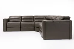 Mor Furniture Cove 5 Piece 2 Power Sectional In Gray Leather