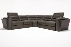 Mor Furniture Cove 5 Piece 2 Power Sectional In Gray Leather
