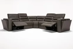 Mor Furniture Cove 5 Piece 2 Power Sectional In Gray Leather