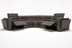 Mor Furniture Cove 5 Piece 2 Power Sectional In Gray Leather
