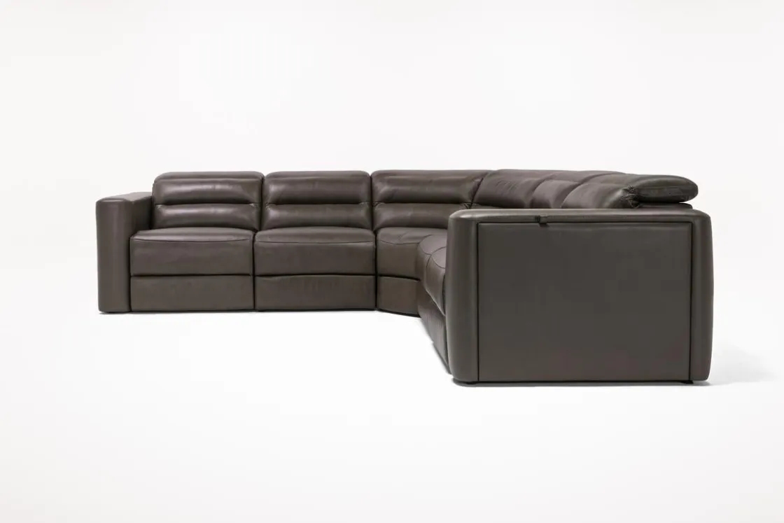 Mor Furniture Cove 5 Piece 2 Power Sectional In Gray Leather