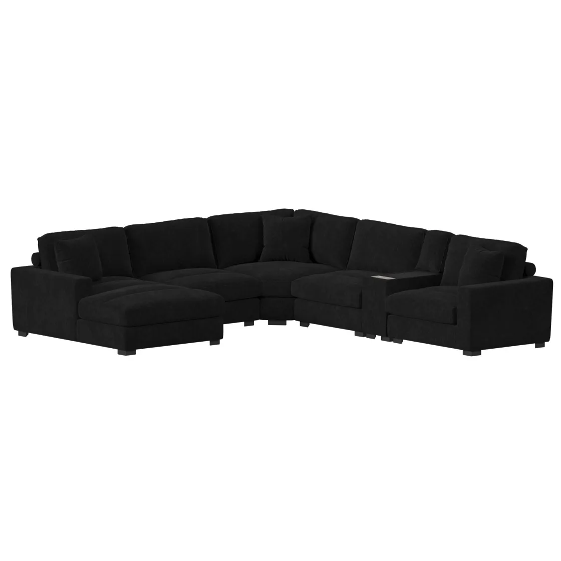 Mor Furniture Cuddle Cloud 6 Piece Chaise Sectional In Black, Left Facing