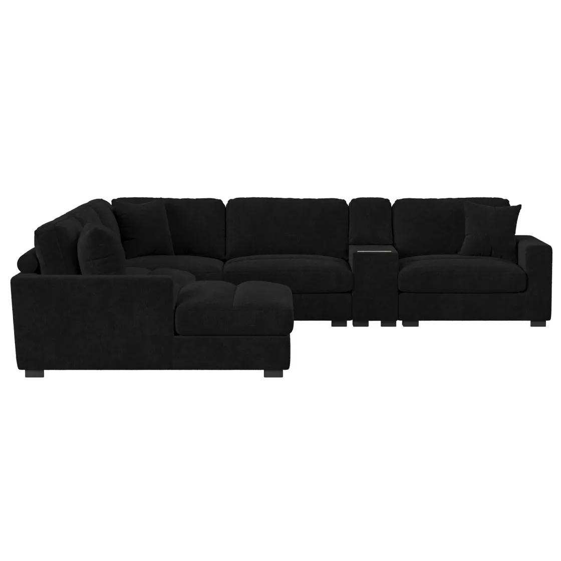 Mor Furniture Cuddle Cloud 6 Piece Chaise Sectional In Black, Left Facing