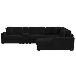 Mor Furniture Cuddle Cloud 6 Piece Chaise Sectional In Black, Left Facing