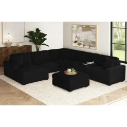 Mor Furniture Cuddle Cloud 6 Piece Chaise Sectional In Black, Left Facing