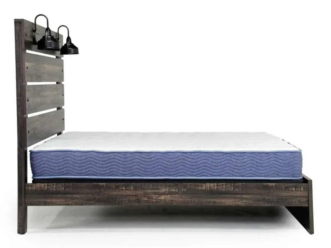 Mor Furniture Dallas Panel Bed W/ Lights In White Wash, Twin