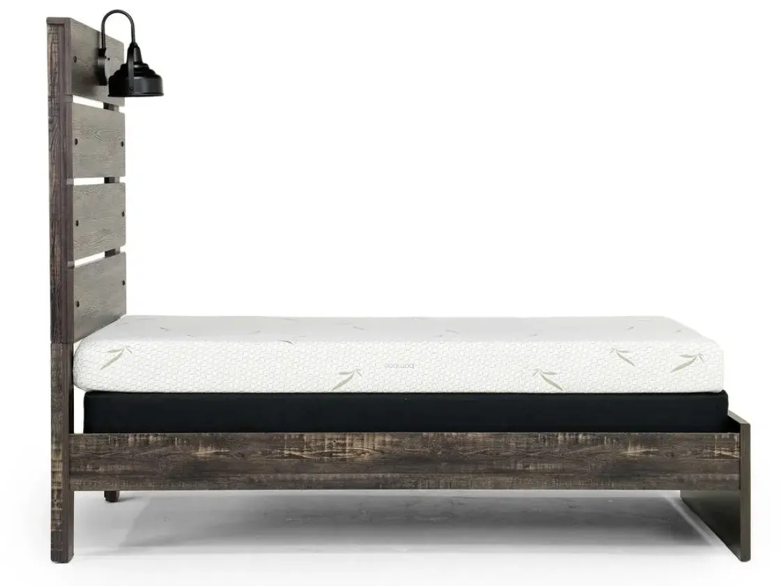 Mor Furniture Dallas Panel Bed W/ Lights In White Wash, Twin