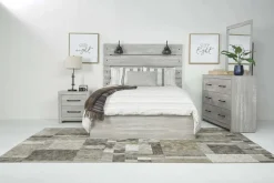 Mor Furniture Dallas Panel Bed W/ Lights In White Wash, Twin