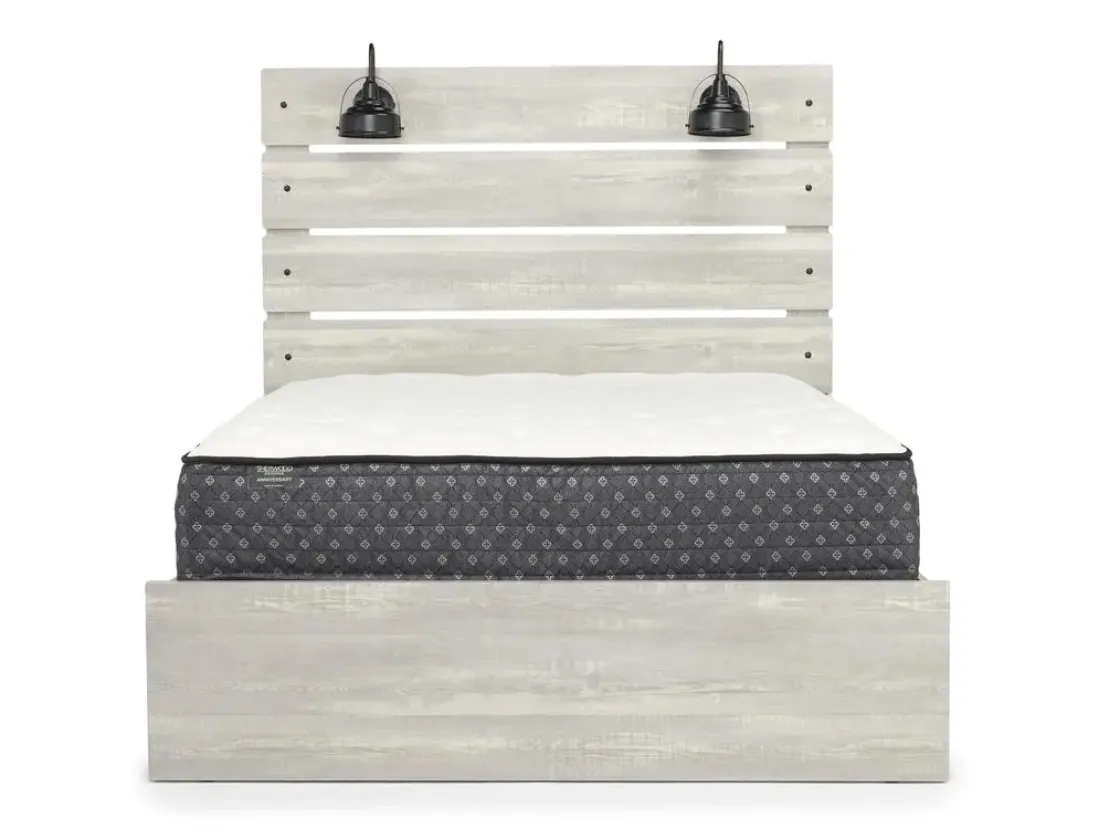 Mor Furniture Dallas Panel Bed W/ Lights In White Wash, Twin