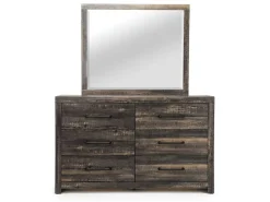 Mor Furniture Dallas Panel Bed W/ Lights, Dresser, Mirror & Nightstand In White Wash, Twin