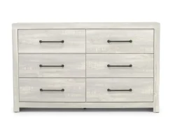 Mor Furniture Dallas Panel Bed W/ Lights, Dresser, Mirror & Nightstand In White Wash, Twin