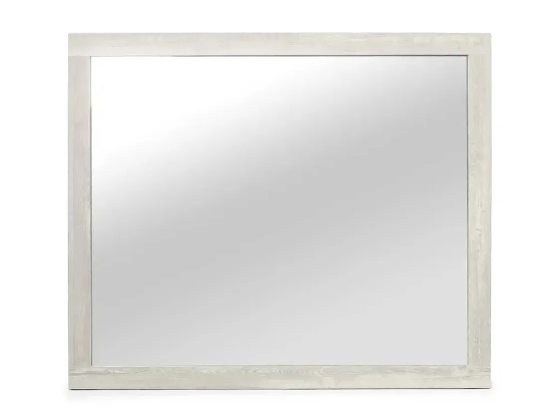 Mor Furniture Dallas Panel Bed W/ Lights, Dresser, Mirror & Nightstand In White Wash, Twin