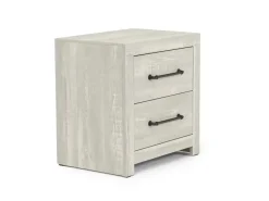 Mor Furniture Dallas Panel Bed W/ Lights, Dresser, Mirror & Nightstand In White Wash, Twin