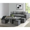 Mor Furniture Dawson Coffee Table W/ 4 Storage Stools In Gray