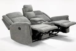 Mor Furniture Derby Reclining Console Loveseat In Light Gray