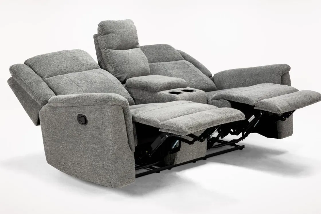 Mor Furniture Derby Reclining Console Loveseat In Light Gray