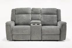 Mor Furniture Derby Reclining Console Loveseat In Light Gray
