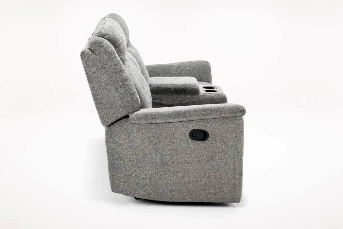 Mor Furniture Derby Reclining Console Loveseat In Light Gray
