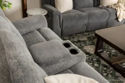 Mor Furniture Derby Reclining Console Loveseat In Light Gray
