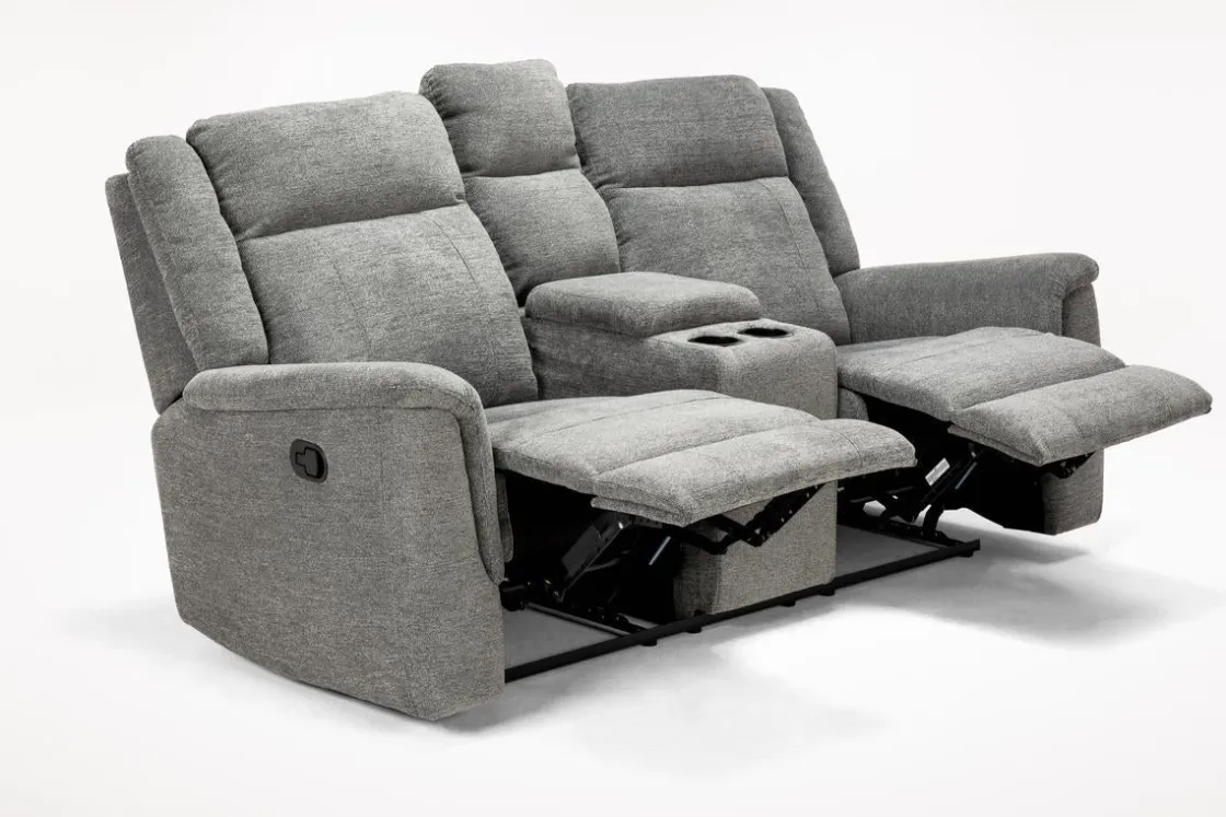 Mor Furniture Derby Reclining Sofa & Console Loveseat In Gray