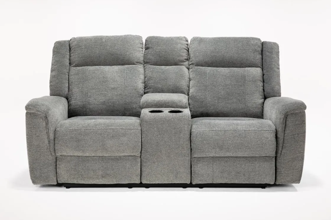 Mor Furniture Derby Reclining Sofa & Console Loveseat In Gray