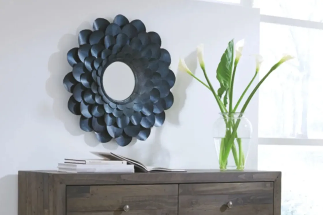 Mor Furniture Deunoro Circle Mirror In Blue