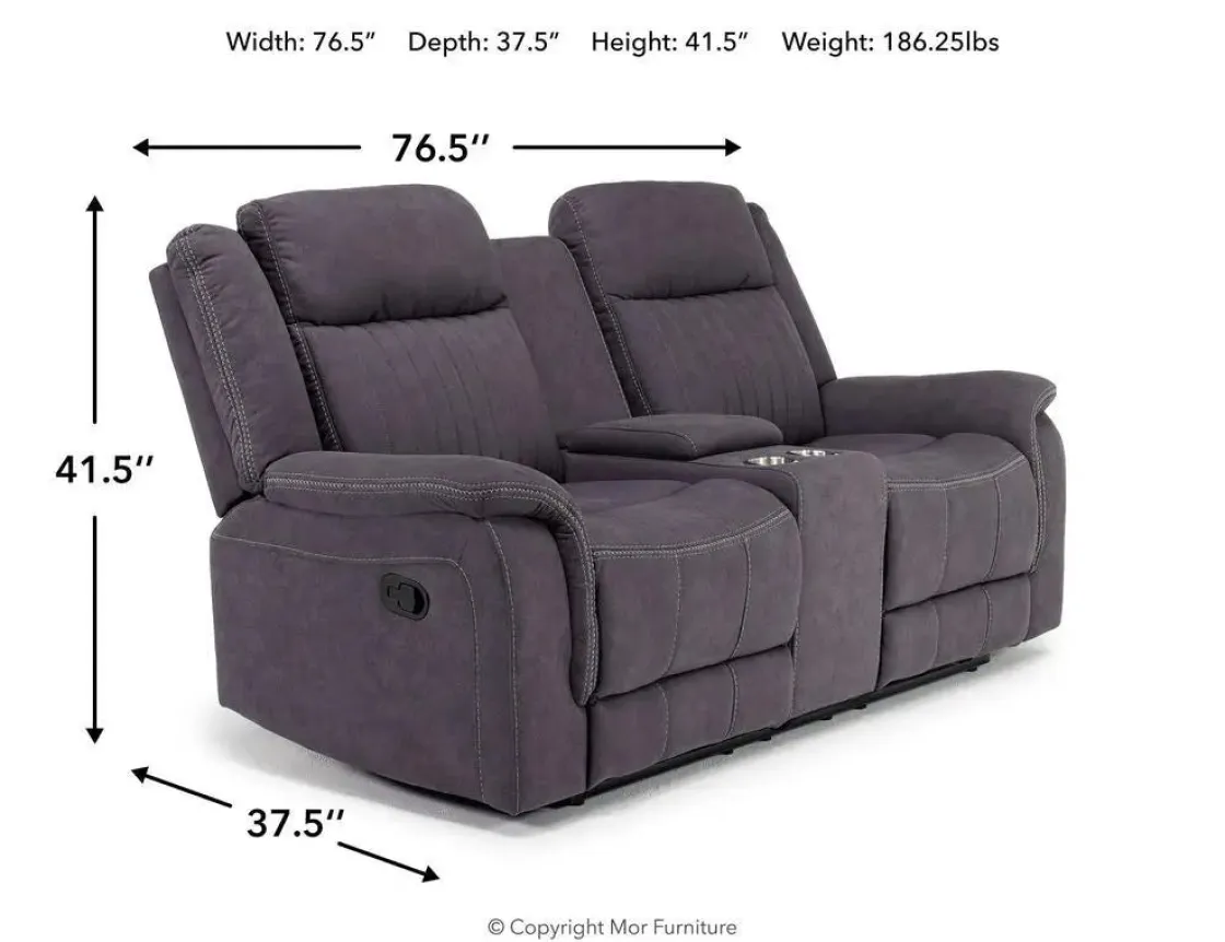 Mor Furniture Diamond Reclining Console Loveseat In Gray