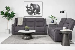 Mor Furniture Diamond Reclining Sofa & Console Loveseat In Gray