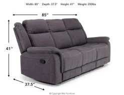 Mor Furniture Diamond Reclining Sofa In Gray