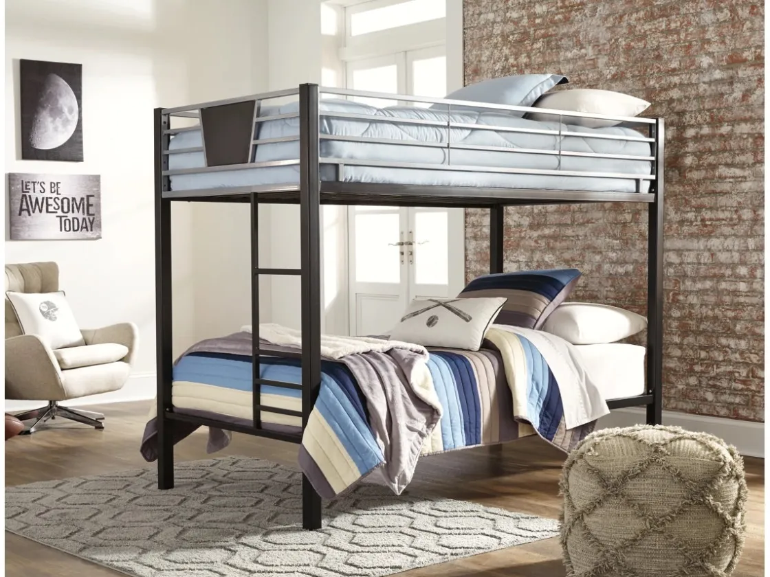 Kids Mor Furniture Dinsmore Bunk Bed In Black/Gray, Twin/Twin