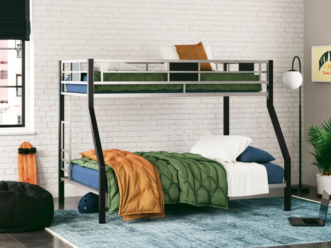 Kids Mor Furniture Dinsmore Bunk Bed In Black/Gray, Twin/Twin