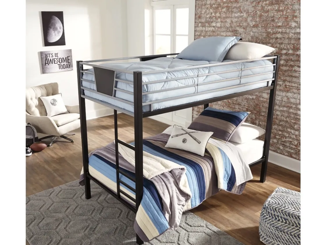 Kids Mor Furniture Dinsmore Bunk Bed In Black/Gray, Twin/Twin