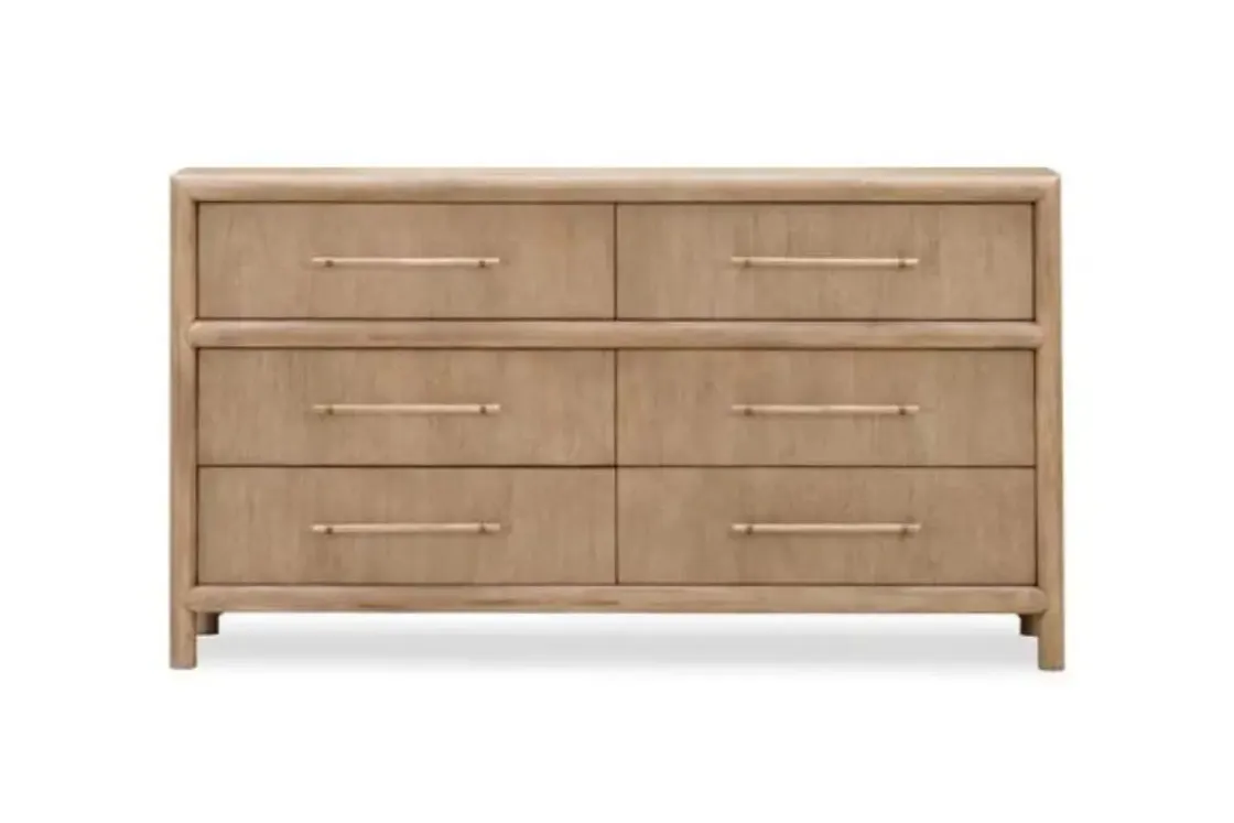 Mor Furniture Dorsey Panel Bed, Dresser, Mirror & 2 Drawer Nightstand In Granola, Queen