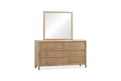 Mor Furniture Dorsey Panel Bed, Dresser, Mirror & 2 Drawer Nightstand In Granola, Queen