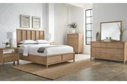 Mor Furniture Dorsey Panel Bed, Dresser, Mirror & 2 Drawer Nightstand In Granola, Queen