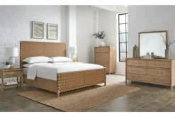 Mor Furniture Dorsey Woven Panel Bed, Dresser, Mirror & Nightstand In Granola, Queen