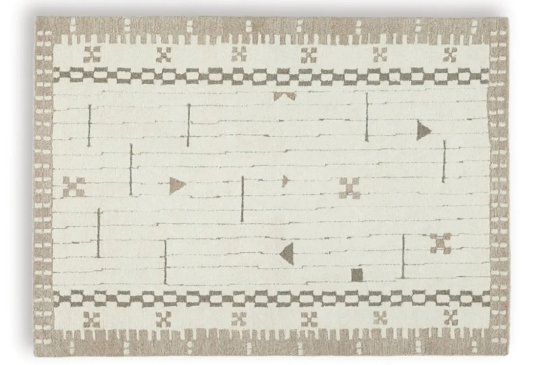 Mor Furniture Dot Rug In Cream/Brown/Taupe, 8x10