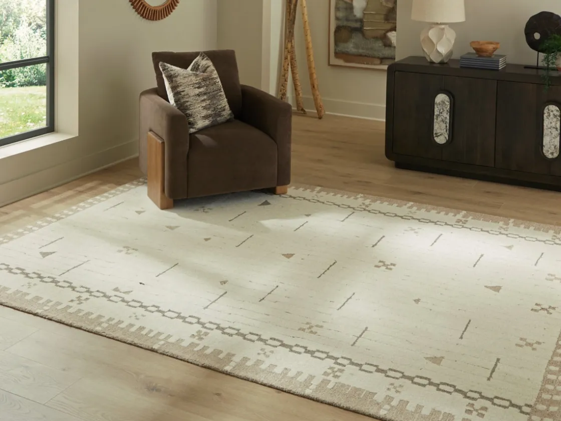 Mor Furniture Dot Rug In Cream/Brown/Taupe, 8x10