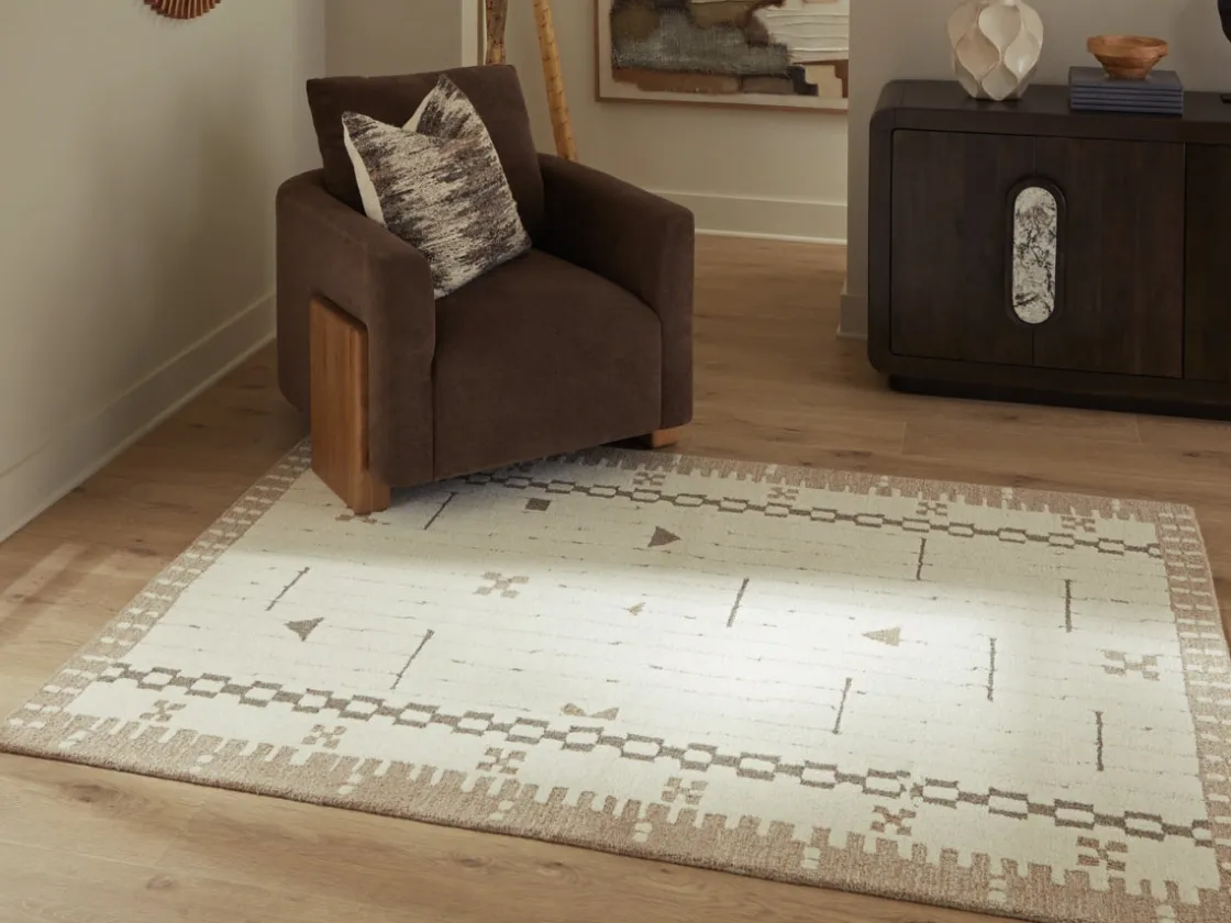 Mor Furniture Dot Rug In Cream/Brown/Taupe, 8x10
