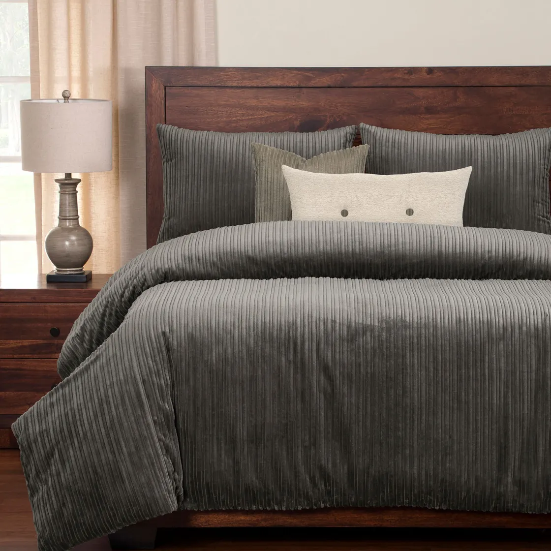 Mor Furniture Downy Duvet Set In Storm Gray, 5 Piece, Ca King