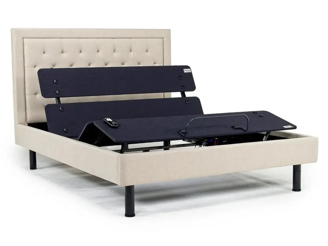 Mor Furniture Duo Linen Adjustable Foundation Bed In Natural, Queen