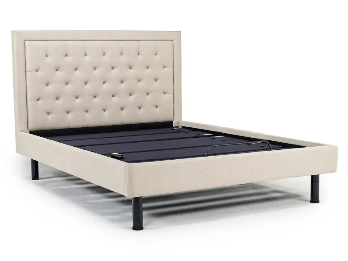 Mor Furniture Duo Linen Adjustable Foundation Bed In Natural, Queen