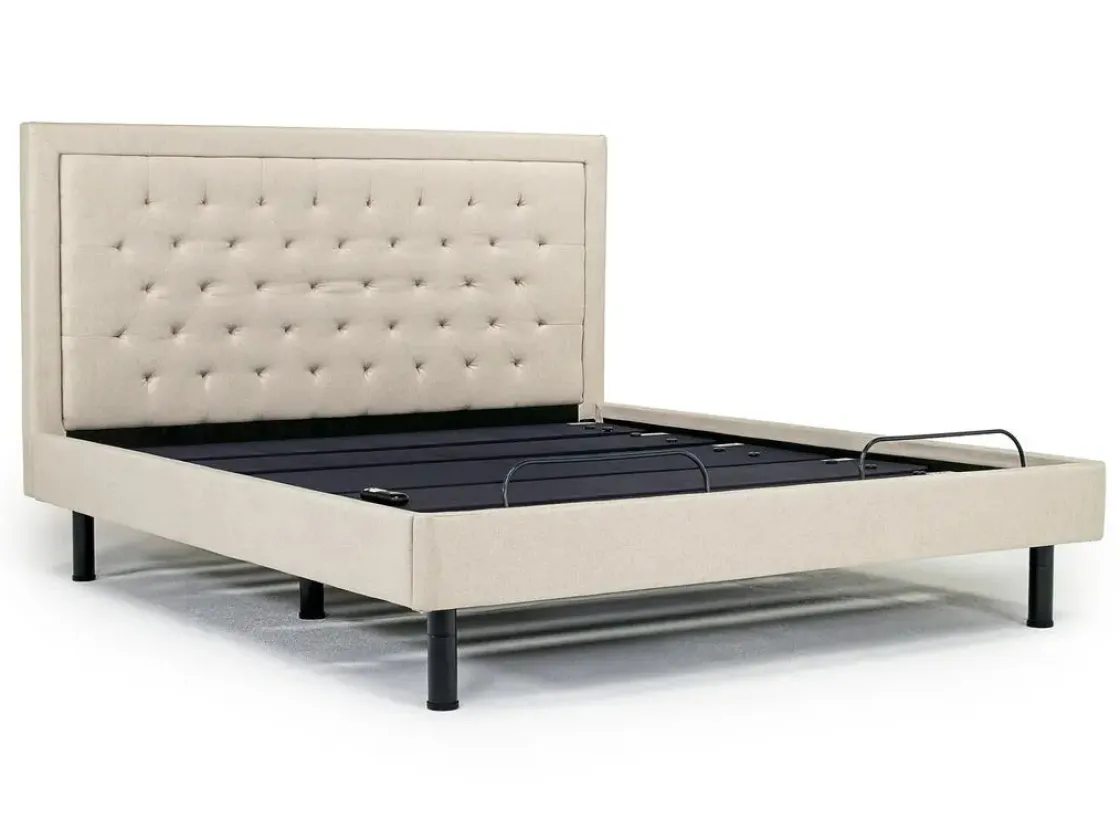 Mor Furniture Duo Linen Adjustable Foundation Bed In Natural, Queen