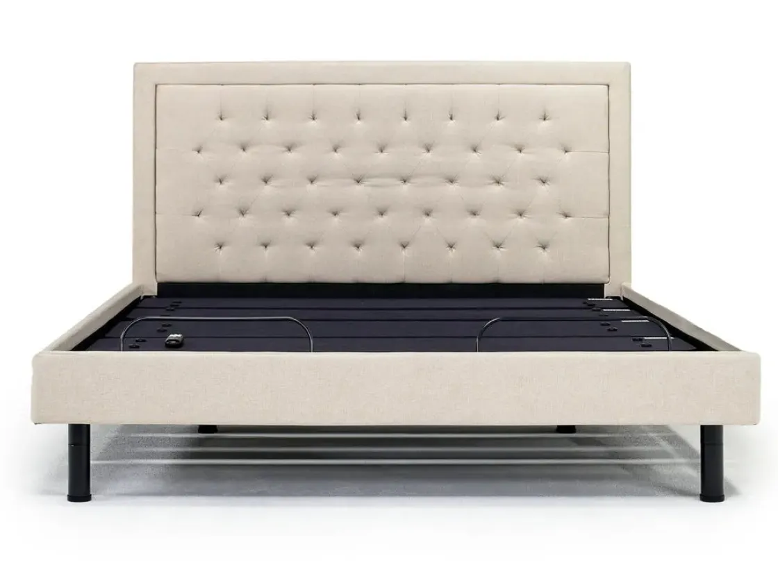 Mor Furniture Duo Linen Adjustable Foundation Bed In Natural, Queen