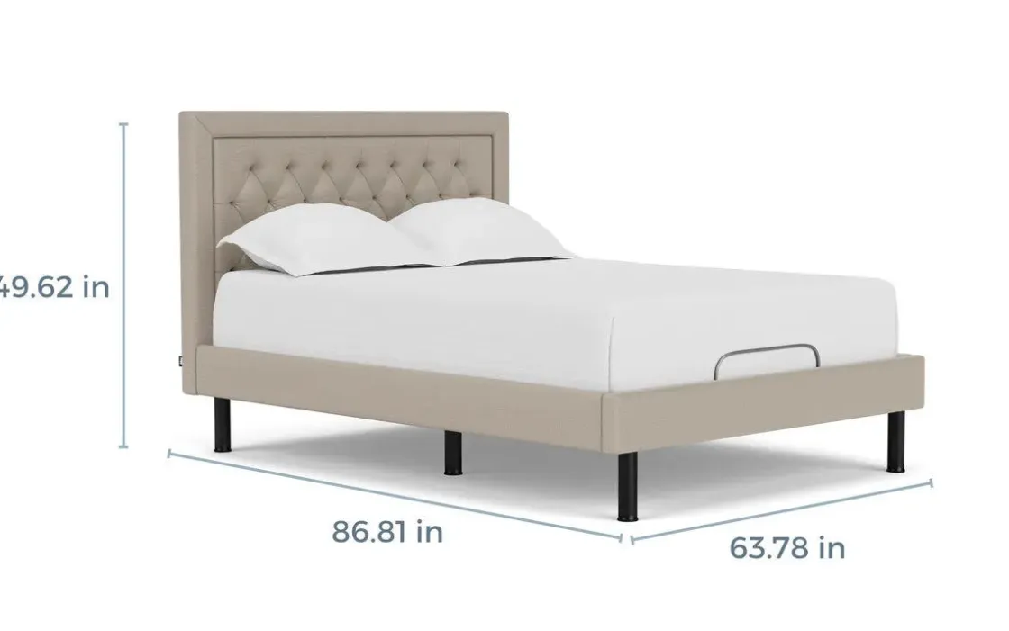 Mor Furniture Duo Linen Adjustable Foundation Bed In Natural, Queen