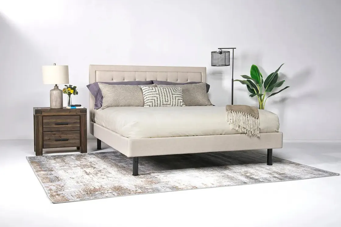 Mor Furniture Duo Linen Adjustable Foundation Bed In Natural, Queen