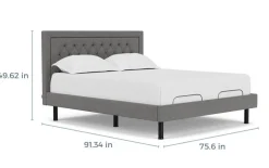 Mor Furniture Duo Linen Adjustable Foundation Bed In Natural, Queen