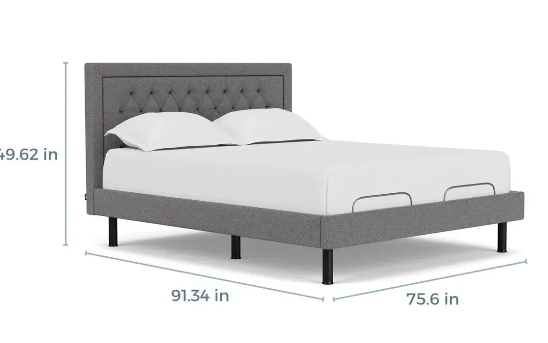 Mor Furniture Duo Linen Adjustable Foundation Bed In Natural, Queen